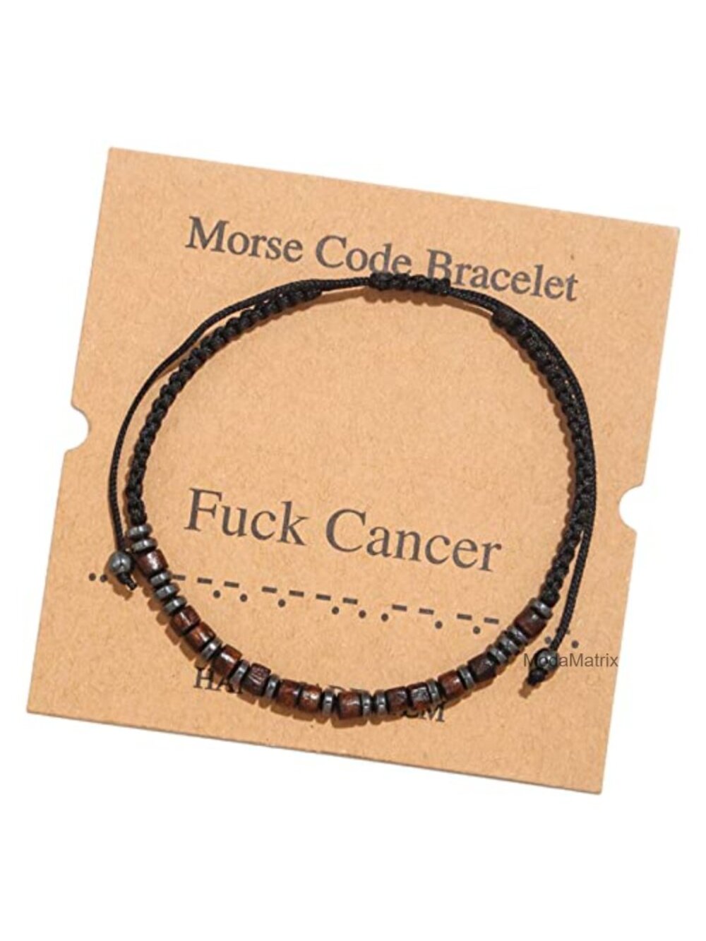Morse Code Bracelet, Adjustable Nylon Rope with Stainless Steel Beads and Wood